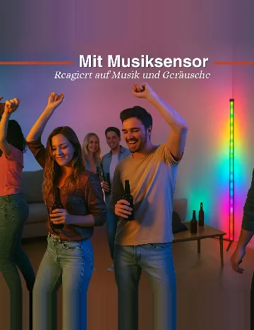 Lampă de colț LED RGB cu senzor muzical Grundig, mix culori