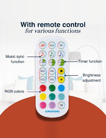 Lampă de colț LED RGB cu senzor muzical Grundig, mix culori