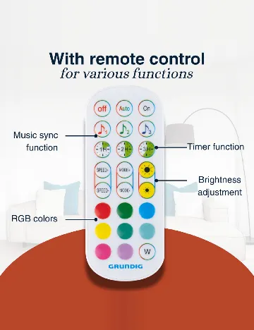 Lampă de colț LED RGB cu senzor muzical Grundig, mix culori