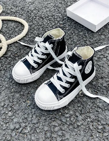 Tenisi Shein Kids, alb/negru Negru