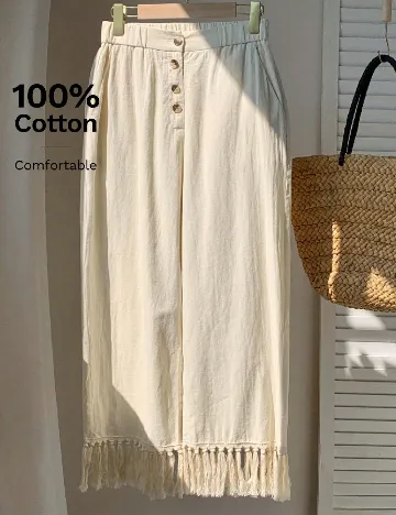 Pantaloni SHEIN, ecru Alb