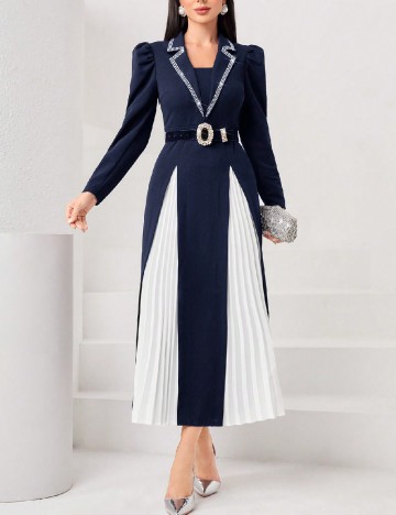 Rochie medie SHEIN, bleumarin/alb