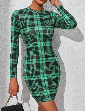 Rochie scurta SHEIN, verde/negru