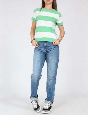 Tricou Jacqueline de Yong, verde/alb Verde