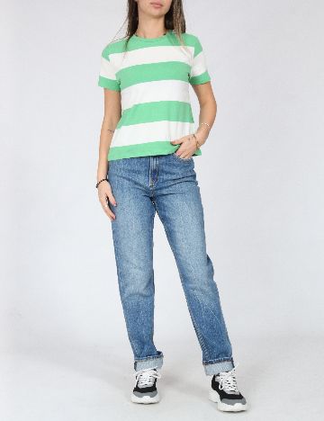 Tricou Jacqueline de Yong, verde/alb