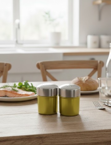 Set recipiente sare si piper 2 bucati ACTION, auriu