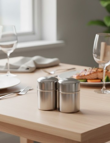 Set recipiente sare si piper 2 bucati ACTION, argintiu