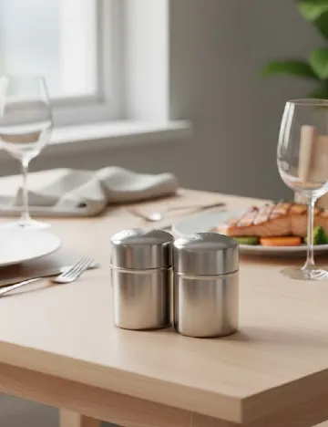 Set recipiente sare si piper 2 bucati ACTION, argintiu