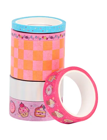 Set banda adeziva decorativa Washi 6 bucati ACTION, mix culori