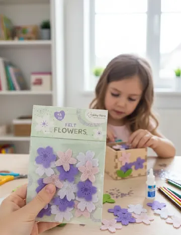 Set flori autocolante din fetru Hobby Flora, mix culori Mix culori