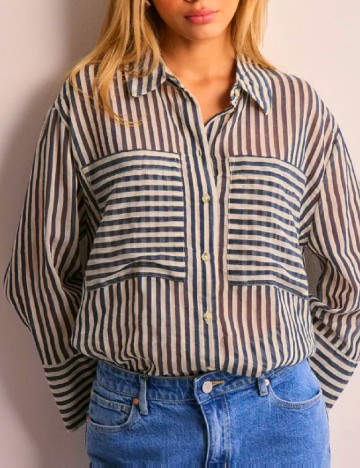 Camasa Jacqueline de Yong, alb/albastru