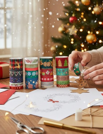 Set banda adeziva decorativa Washi AVEC, mix culori