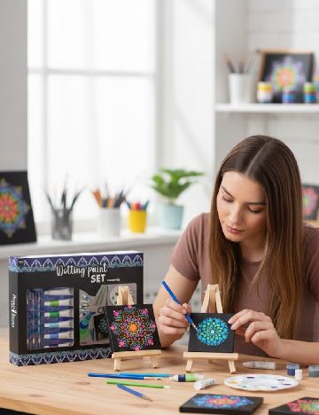 Set creație artă punctată Craft world, bleumarin