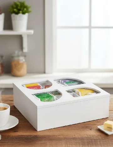 Cutie de depozitare pentru ceai ACTION, alb Alb