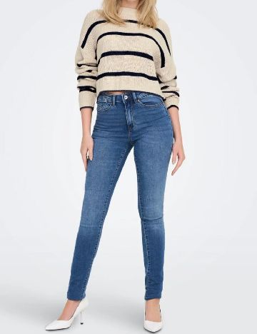 Pulover Only, bej/bleumarin