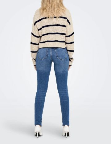 Pulover Only, bej/bleumarin