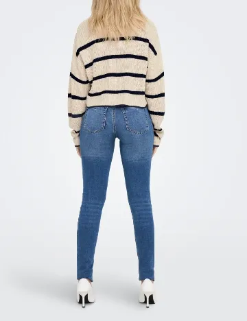 Pulover Only, bej/bleumarin Crem