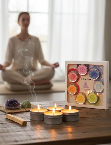 Set lumanari parfumate 7 bucati ACTION, mix culori