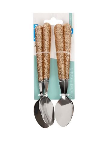 Set lingurite cu sclipici 4 bucati ACTION, auriu
