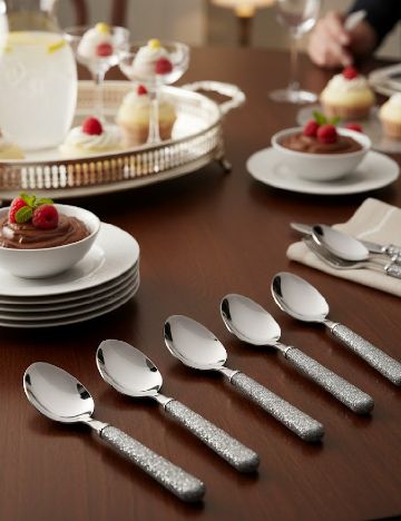 Set lingurite cu sclipici 4 bucati ACTION, argintiu