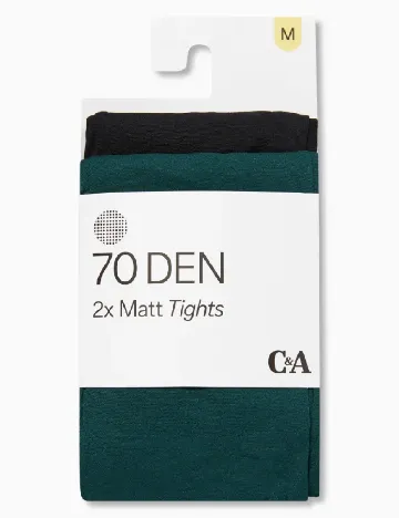 Set ciorapi 2 perechi C&A, verde/negru Negru