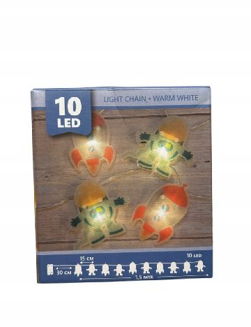 Ghirlanda luminoasa astronauti si rachete, 10 LED Coen bakker deco, mix culori