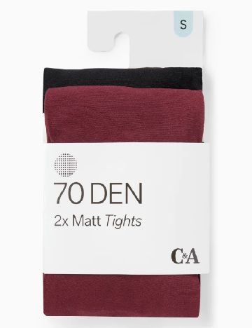 Set ciorapi 70 DEN 2 perechi C&A, rosu/negru