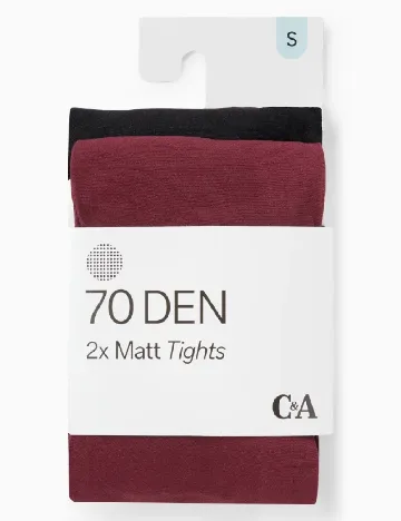 Set ciorapi 70 DEN 2 perechi C&A, rosu/negru Negru