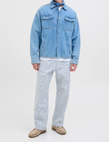 Pantaloni Jack&Jones, albastru/alb