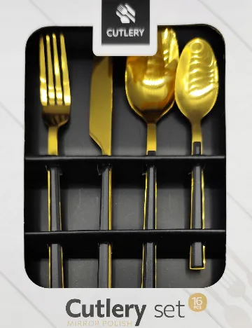 Set de tacâmuri cu 16 piese ACTION, auriu/negru Galben