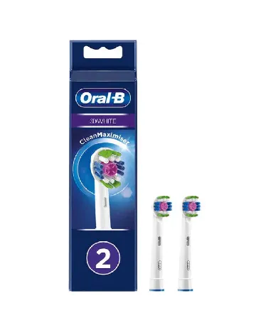 Set capete de periuță 3D White 2 bucati Oral-B, alb Alb