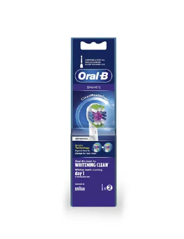 Set capete de periuță 3D White 2 bucati Oral-B, alb Alb