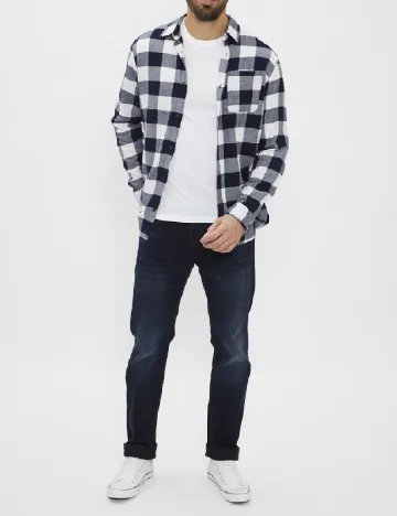 Camasa Jack&Jones, bleumarin/alb Albastru