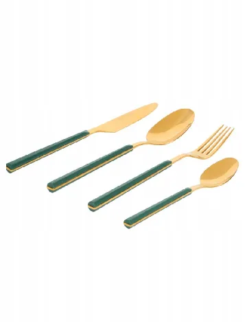 Set de tacâmuri cu 16 piese ACTION, auriu/verde