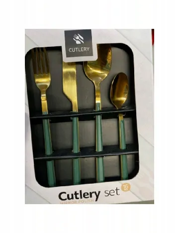 Set de tacâmuri cu 16 piese ACTION, auriu/verde
