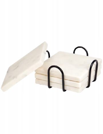 Set suporturi pentru pahare din marmura 4 bucati Zd Trading, alb