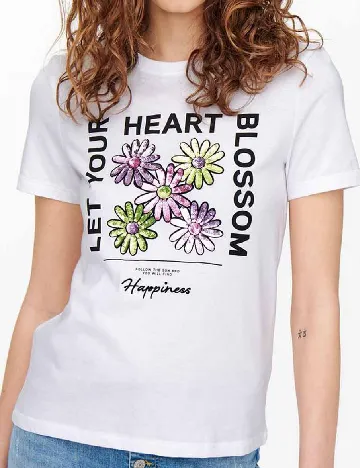 Tricou Only, alb Alb