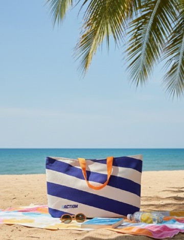 Geanta ACTION, alb/albastru