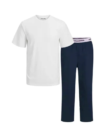 Pijama Jack&Jones, alb/bleumarin Alb