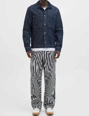 Pantaloni Jack&Jones, bleumarin/alb Albastru