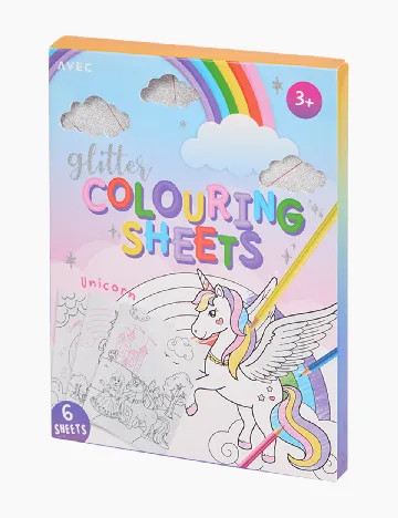 Set foi de colorat cu sclipici 6 bucati AVEC, mix culori Mix culori