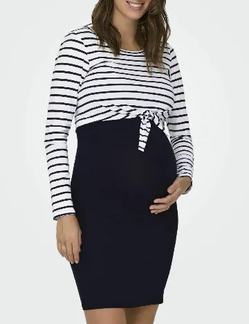 Rochie scurta Only Maternity, bleumarin/alb Albastru
