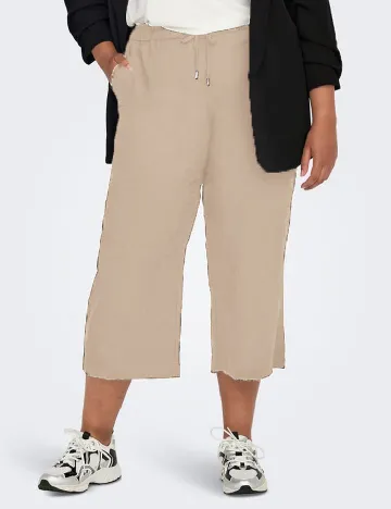 Pantaloni trei sferturi Only Carmakoma, bej Crem