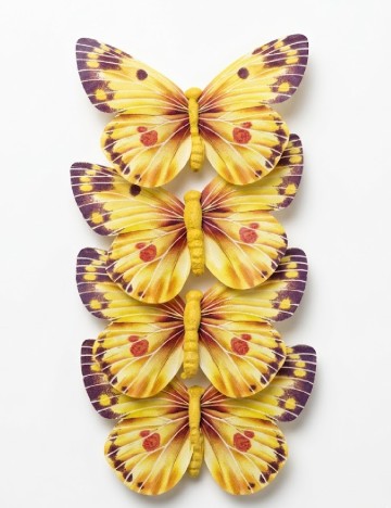 Fluturi decorativi cu clemă 4 bucati Seasons & Style, galben