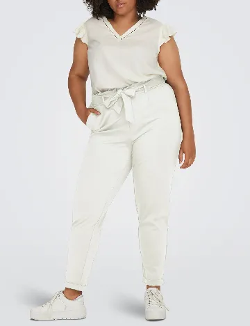 Pantaloni Only Carmakoma, alb Alb