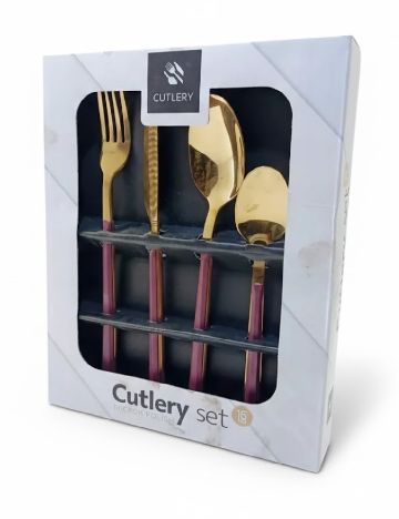 Set de tacâmuri cu 16 piese ACTION, auriu/mov