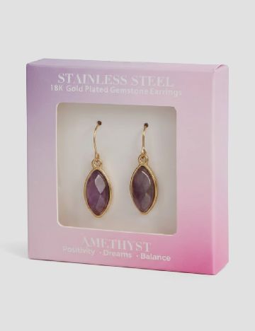 Cercei din otel inoxidabil placat cu aur ACTION, auriu/mov