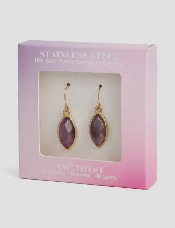 Cercei din otel inoxidabil placat cu aur ACTION, auriu/mov