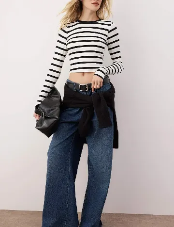 Bluza TRENDYOL, negru/alb Negru