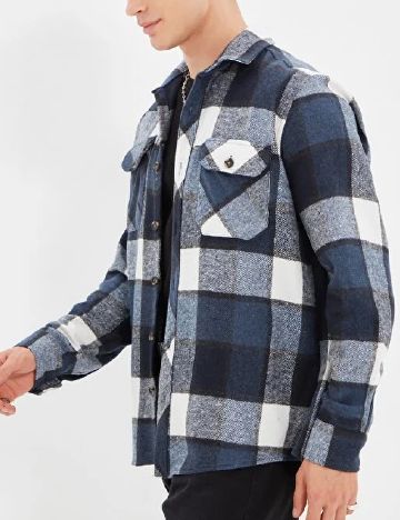 Camasa TRENDYOL, albastru/alb